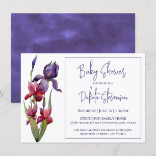 Iris Baby Shower   Royal Violet Lila Blume Einladung