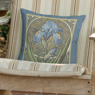 Iris Bleu französischer Stil Art Nouveau blaue Sch Kissen