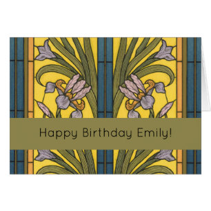 Iris Blume Art Nouveau Glass Blue Gold