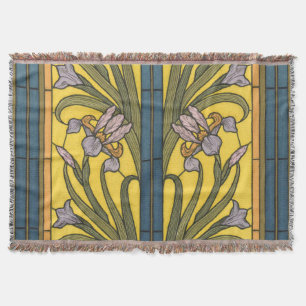 Iris Blume Art Nouveau Glass Blue Gold Decke