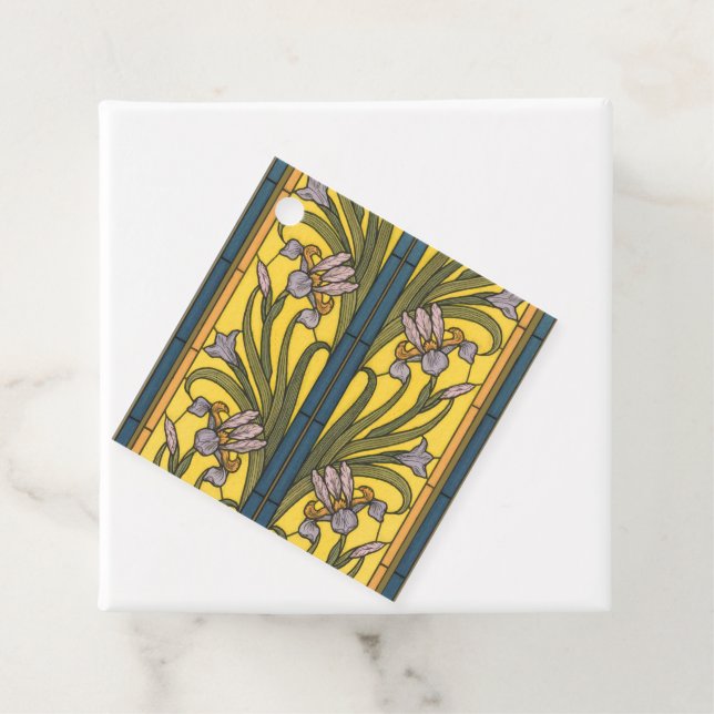 Iris Blume Art Nouveau Glass Blue Gold Geschenkanhänger (Beispiel)