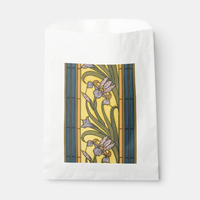 Iris Blume Art Nouveau Glass Blue Gold Geschenktütchen (Vorderseite)