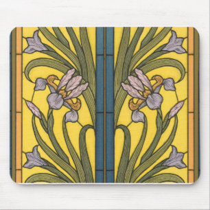Iris Blume Art Nouveau Glass Pattern Mousepad