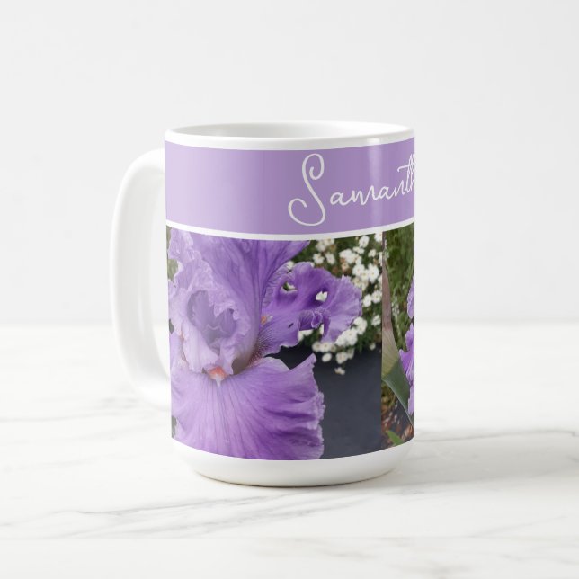 Iris Blume Blume Lila Lavender Lilac Floral Kaffeetasse (Vorderseite Links)