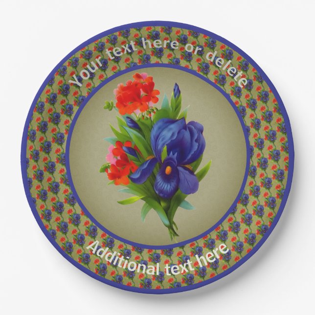 Iris Blume Bouquet Personalisiertes Party Pappteller (Vorderseite)