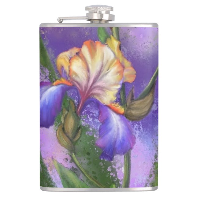 Iris Blume Flask Flachmann (Vorderseite)