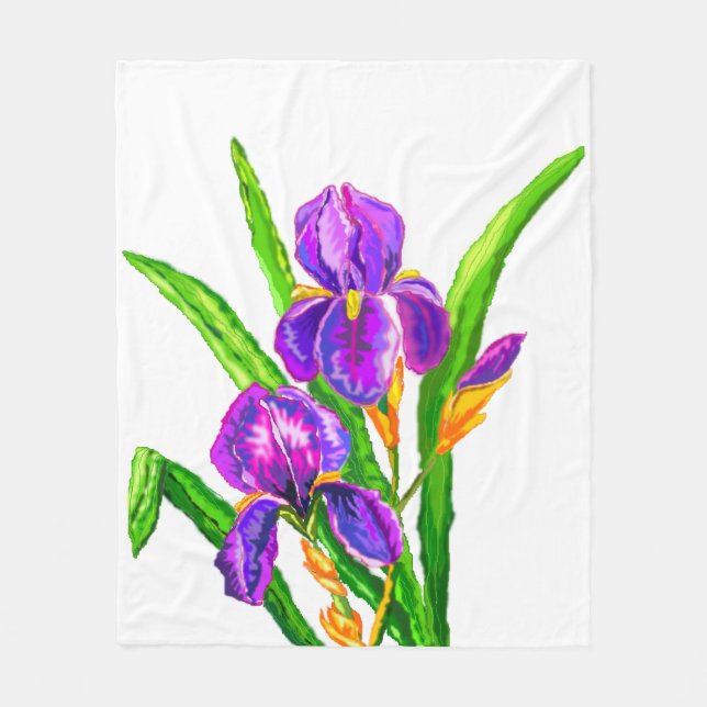 Iris Blume Fleece Blanket Irises Custom Colors (Vorderseite)