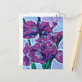 Iris Blume Frühlingsblumen Blumenbemalung Lila Postkarte