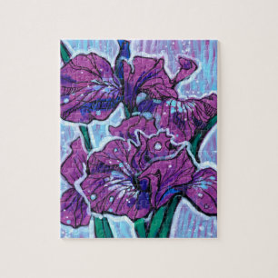 Iris Blume Frühlingsblumen Blumenbemalung Lila Puzzle