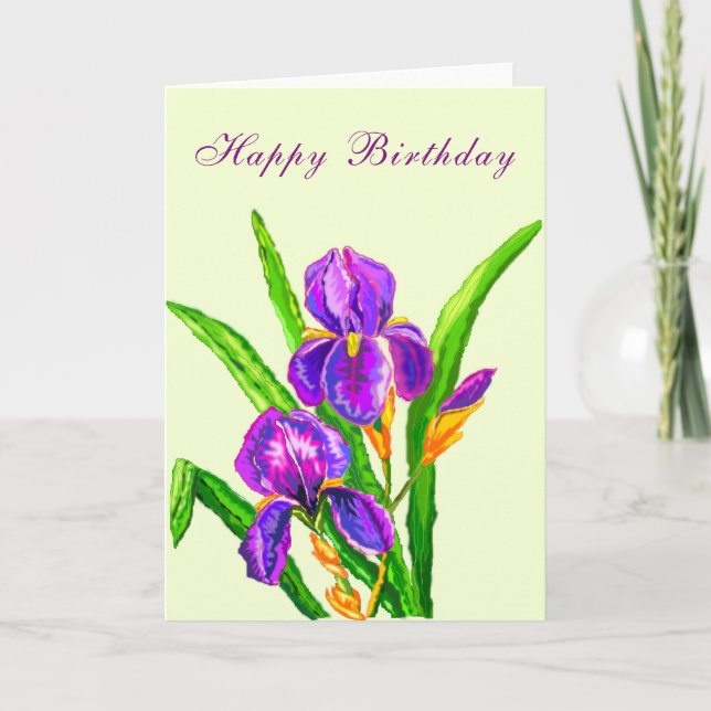 Iris Blume Geburtstagskarte Karte (Vorderseite)