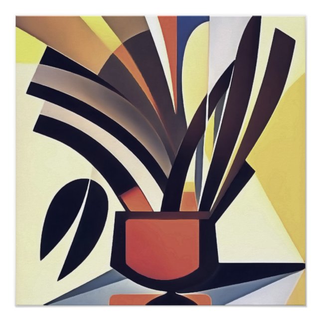 Iris-Blume in einer vase Abstrakte geometrische Ku Poster (Vorderseite)