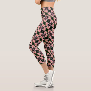 Iris-Blume in pfirsichfarbenem Abstraktem Muster Capri Leggings