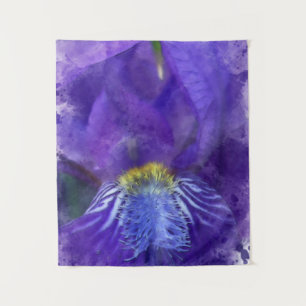 Iris Blume Lila Wasserfarbe Wandteppich