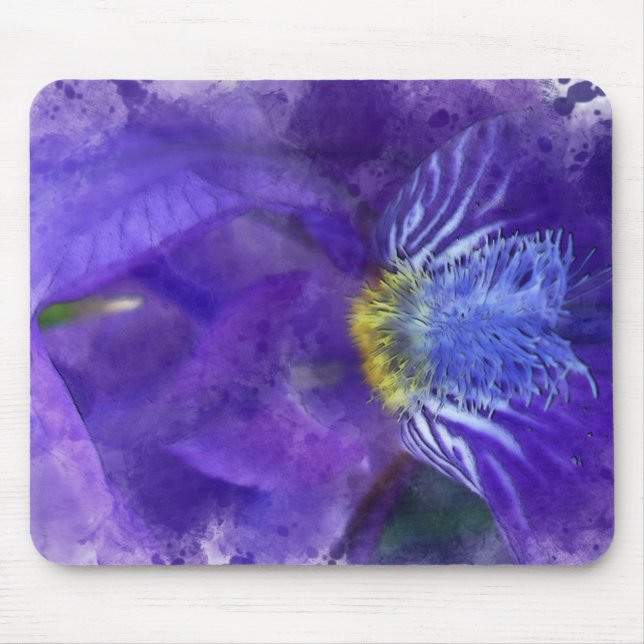 Iris Blume Lila Watercolor Mousepad (Vorne)