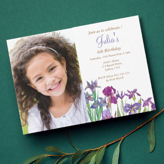 Iris Blume Mädchen Geburtstagsgeschenk Foto Postkarte