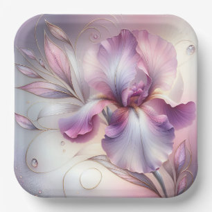 Iris-Blume mit Gold Etch Pappteller