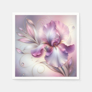 Iris-Blume mit Gold Etch Serviette