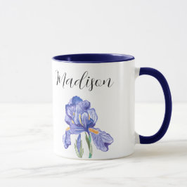 Iris Blume Tasse mit personalisiertem Namen (Stil: