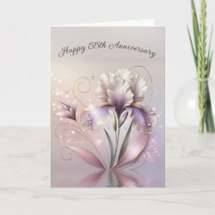 Iris-Blume zum 55. Jubiläum mit Gold-Etching Karte