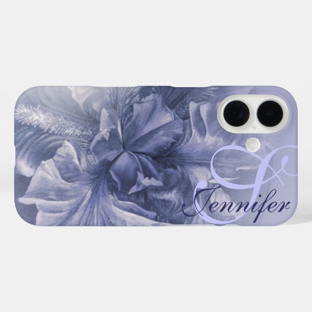 Iris Blumen blau Kunst 25. Etui Case-Mate iPhone Hülle (Rückseite (Horizontal))