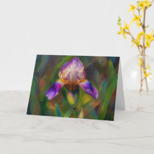 Iris-Blumen-Blumen-Ölgemälde-Stil-Kunst-Notizkarte Karte