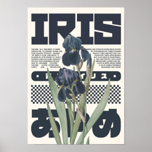 Iris-Blumen-Botanik-Kunstprint – Japanische Ästhet Poster