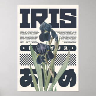 Iris-Blumen-Botanik-Kunstprint – Japanische Ästhet Poster