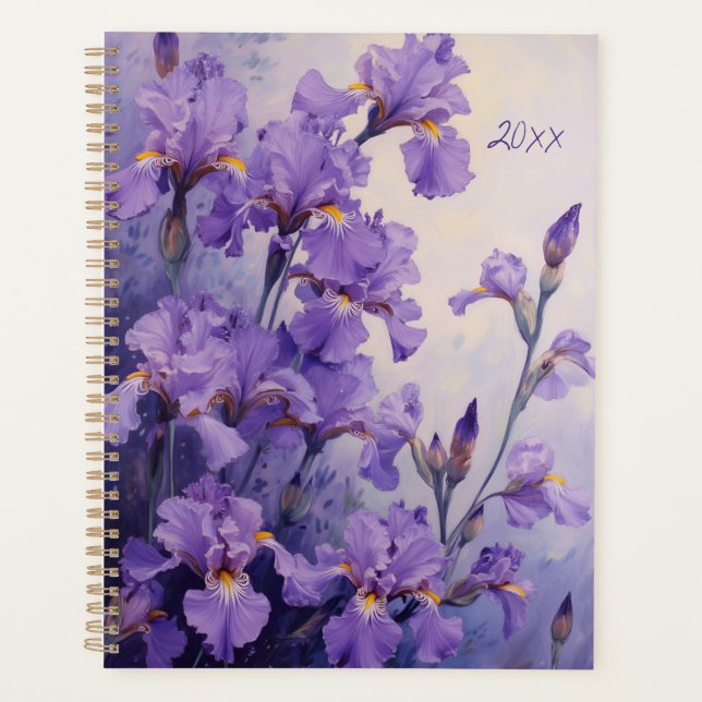 Iris-Blumen-Spiral-Planer Botanisch Frühling Planer (Vorderseite)