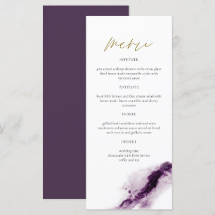 IRIS   Boho Plum Lila Gold Splash Menu Card Menükarte