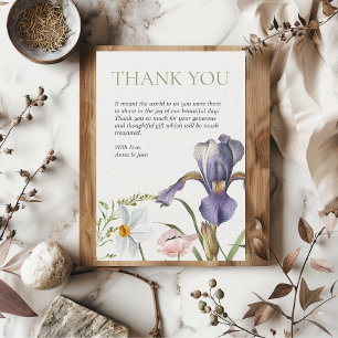 Iris Botanical Lavender Floral Blush Wedding Dankeskarte