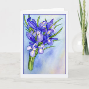 Iris Bouquet Blank Greeting Card Karte