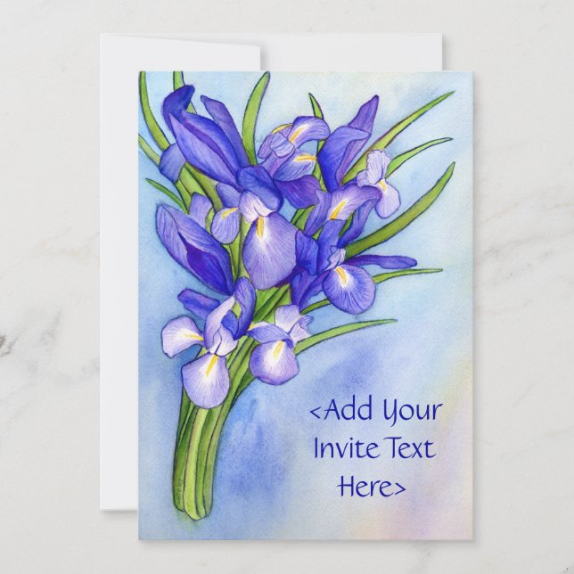 Iris Bouquet Blume Malerei Einladung (Vorderseite)