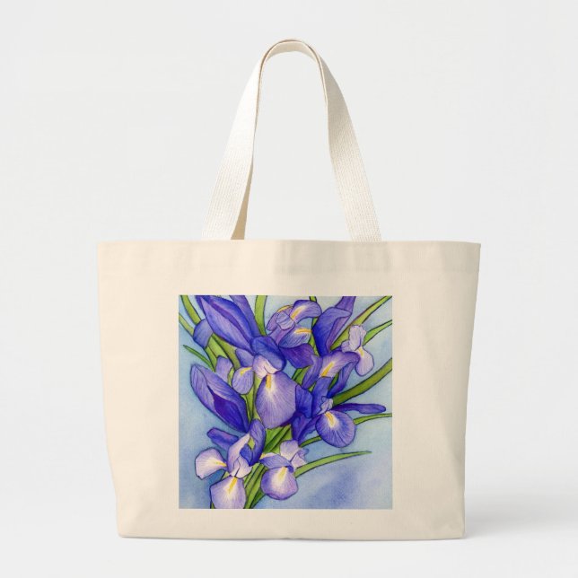 Iris Bouquet Blume Malerei Tote Bag Jumbo Stoffbeutel (Vorne)