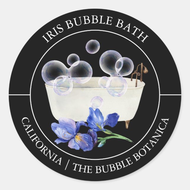 Iris Bubble Bath-Label Runder Aufkleber (Vorderseite)