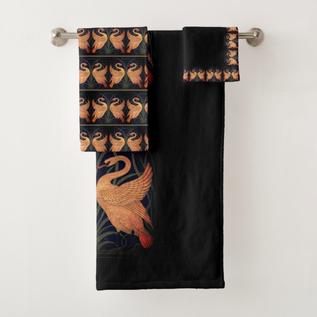 Iris Crane Black Peach Gold Badhandtuch Set (Insitu)
