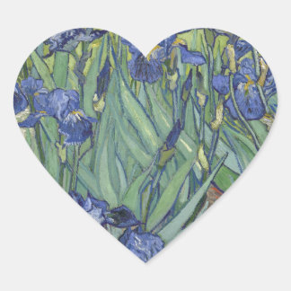 Iris durch blaue Iris-Blumen Van Gogh Herz-Aufkleber
