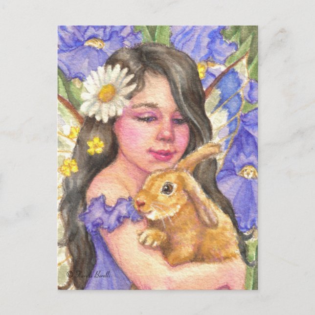 Iris Fairy kuddhlings niedliches Hasen Kaninchen P Postkarte (Vorderseite)