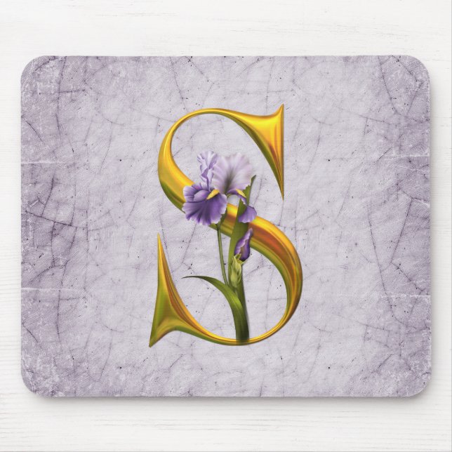 Iris-Fantasie mit Monogramm Mousepad (Vorne)