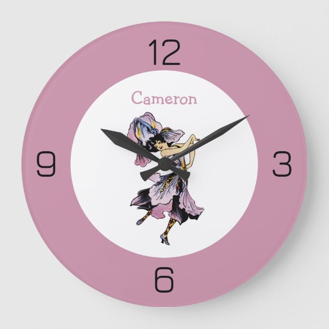 Iris - Fleur-de-Lis Whimsical Blume Party Supply Große Wanduhr (Vorderseite)