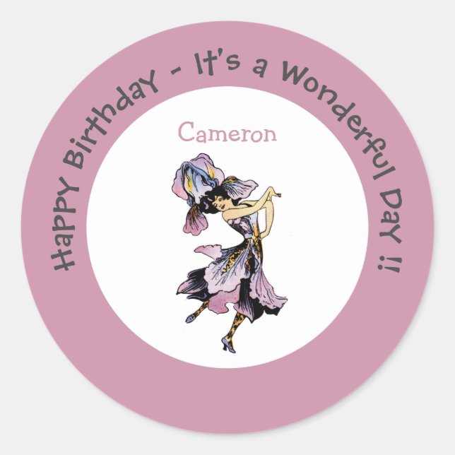 Iris - Fleur-de-Lis Whimsical Blume Party Supply Runder Aufkleber (Vorderseite)