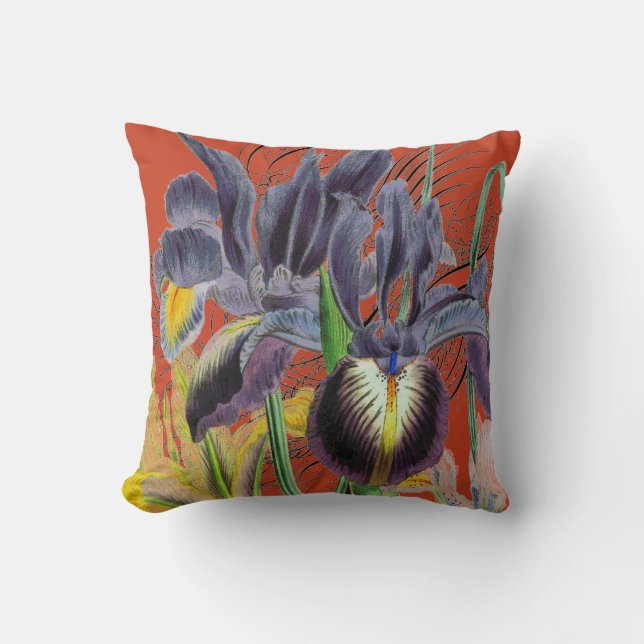 Iris Floral Fantasy Red 2.0 Kissen (Vorderseite)