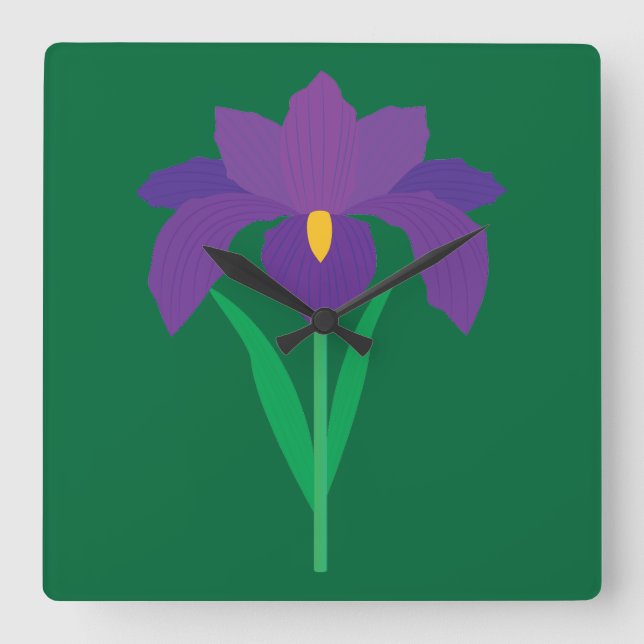 Iris Flower Quadratische Wanduhr (Vorderseite)