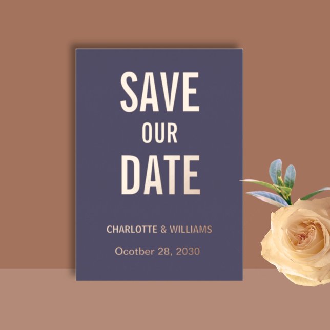 Iris Foto Overlay Save the Date Rose Gold Folieneinladung (Von Creator hochgeladen)