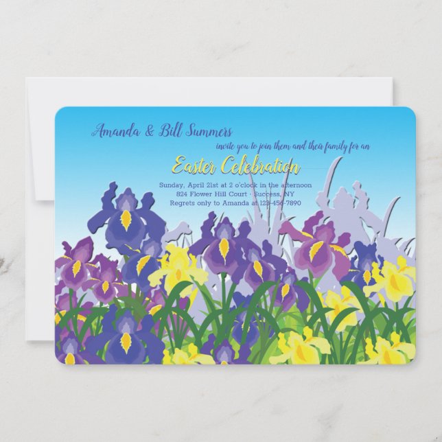 Iris-Garten-Blumen-Einladung Einladung (Vorderseite)