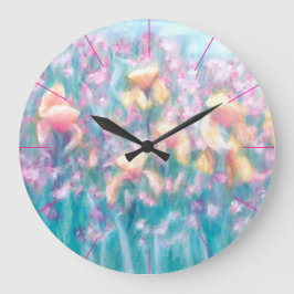 Iris-Garten CricketDiane Blumenfrühlings-Shabby Große Wanduhr