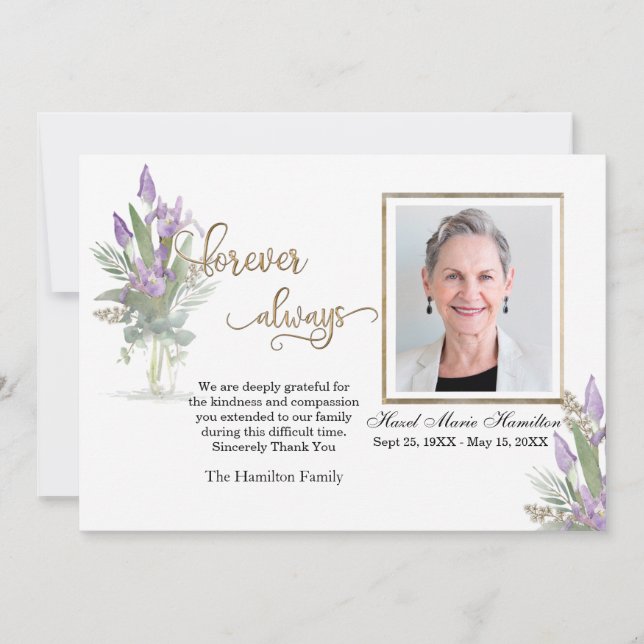 Iris - Gold Beileid Danke für Ihr Personalisiertes (Vorderseite)