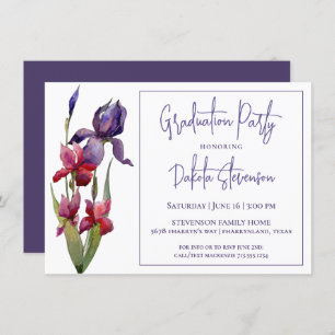 Iris Graduation Party   Lila violette Blume Einladung