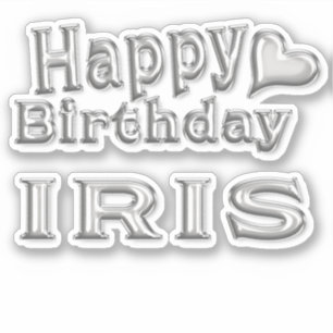 Iris Happy Birthday silver Aufkleber Sticker