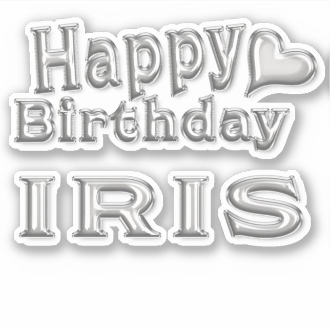 Iris Happy Birthday silver Aufkleber Sticker (Vorderseite)