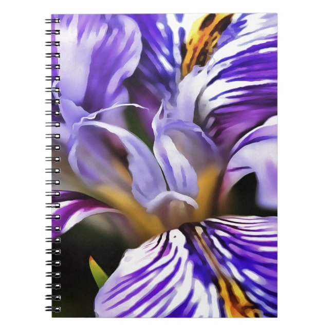 Iris in Violet Lilac und Lila botanische Kunst Notizblock (Vorderseite)